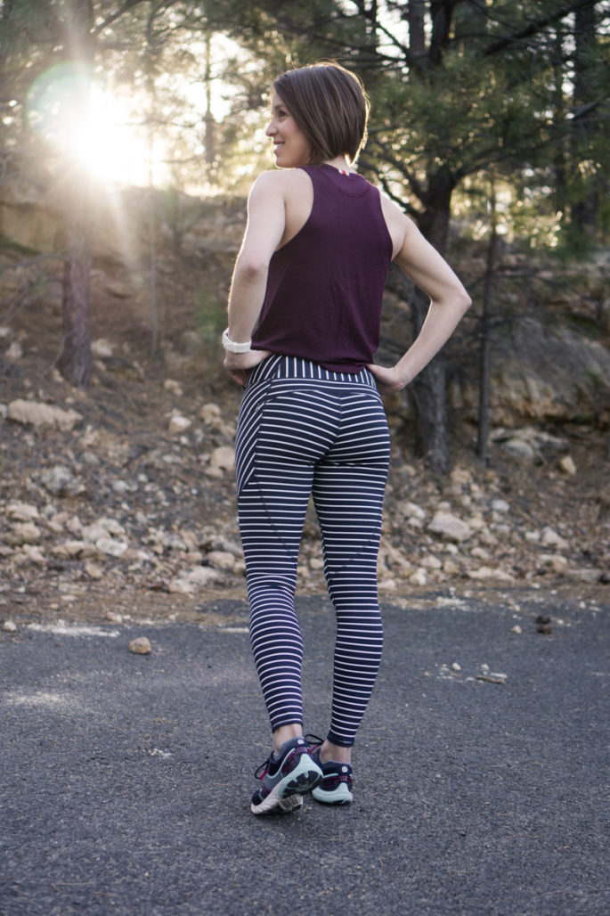 athleta black and white striped leggings