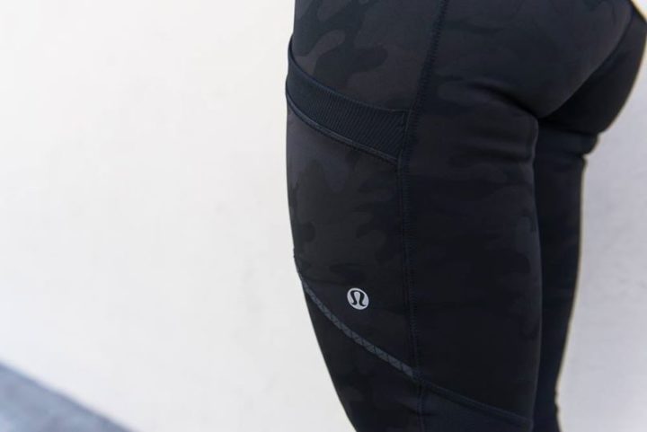 lululemon black camo run for fun crops