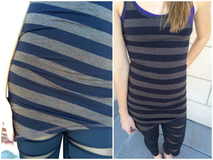 luluemon cozy stripe bark chocolate torque tank