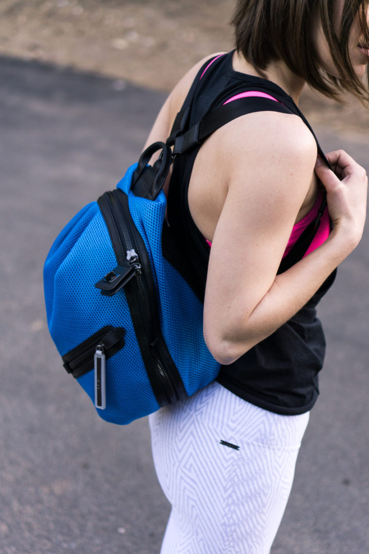 Bright blue mesh backpack by Caraa Sport
