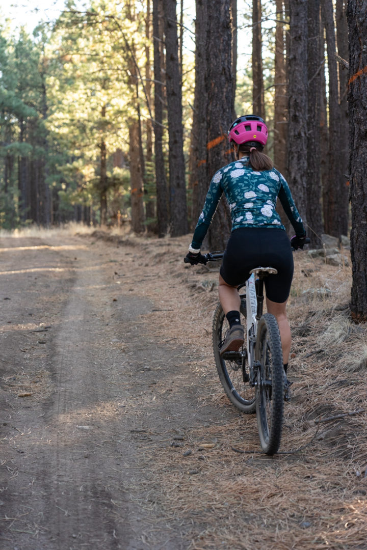 Floral mountain biking outfit