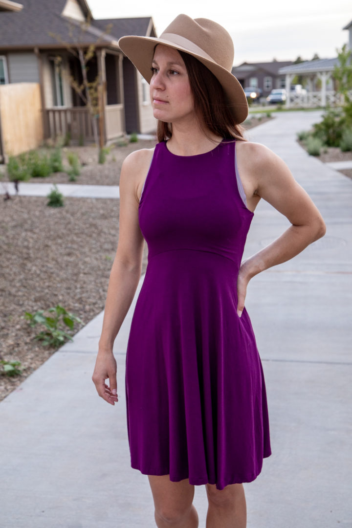 Athleisure dress and wide brim fedora